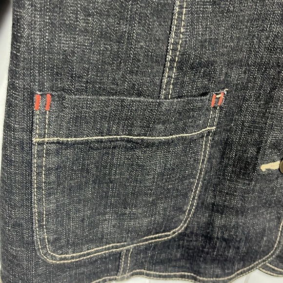 Denim & Co. Womens Jean Jacket M Dark Wash Black Long Sleeve Button Down Western - Picture 7 of 13